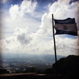 San Salvador Travel Blog - El Salvador - flag and city view